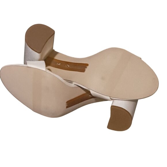 NEW Sam Edelman Yaro Block Heel Evening Sandals Ivory Satin Size 9 - Picture 4 of 13
